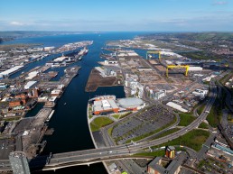 Daytime harbour and docklands Belfast
