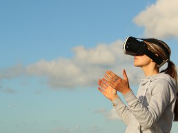 Lady wearing augmented reality headset