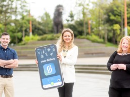 Civic Dollars founder Stephen McPeake, Lord Mayor of Belfast and Minister for Department of Justice