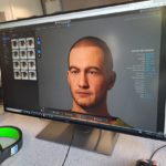 Computer screen showing digital creation of male character