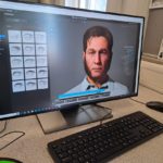 Computer screen showing digital version of male character