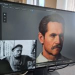Computer screen showing digital version of historical character