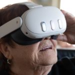 Woman using virtual reality headset