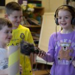 Children recording stories at a Memory Anchors co-creation session